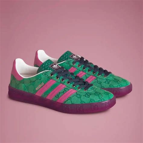 gucci adidas gazelle green pink
